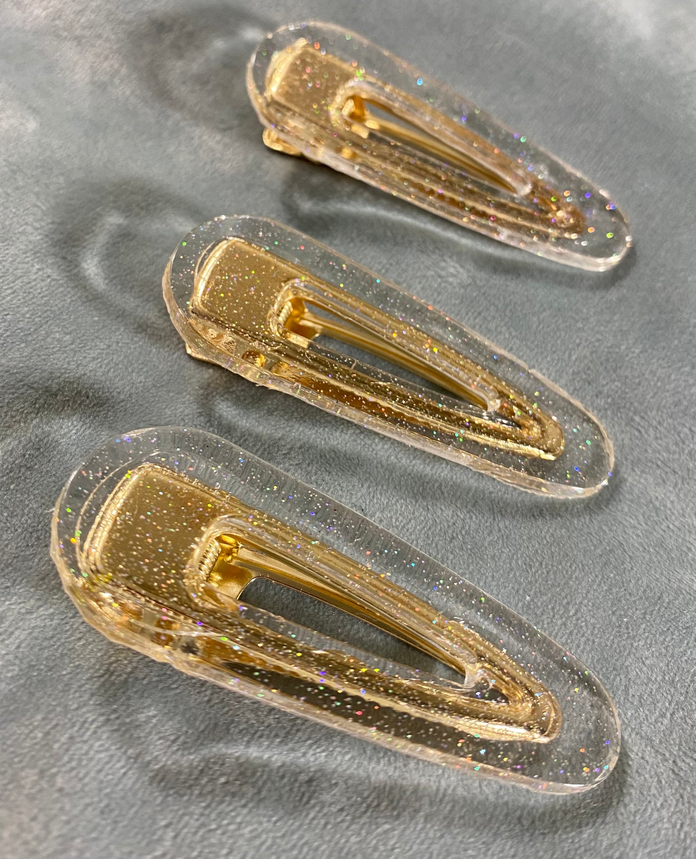 Sparkle Resin Hair Clips Hand Made Resin Hair Clips Hair Etsy