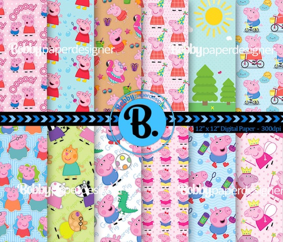 Peppa Pig digital papers Peppa Pig background Peppa Pig papers | Etsy