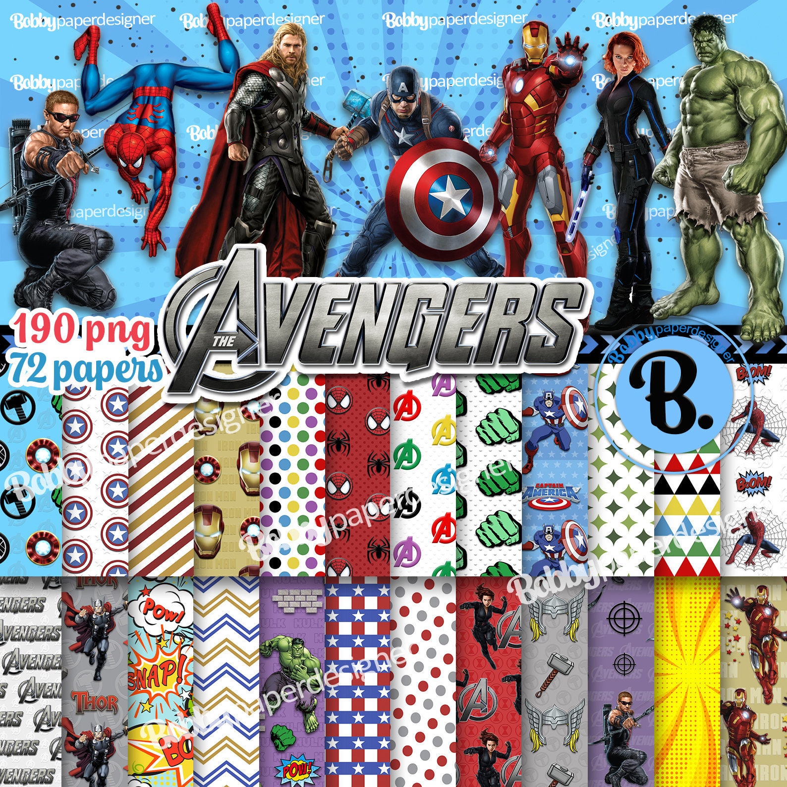 Avengers Clipart Avengers Paper Avengers PNG Avengers Digital | Etsy