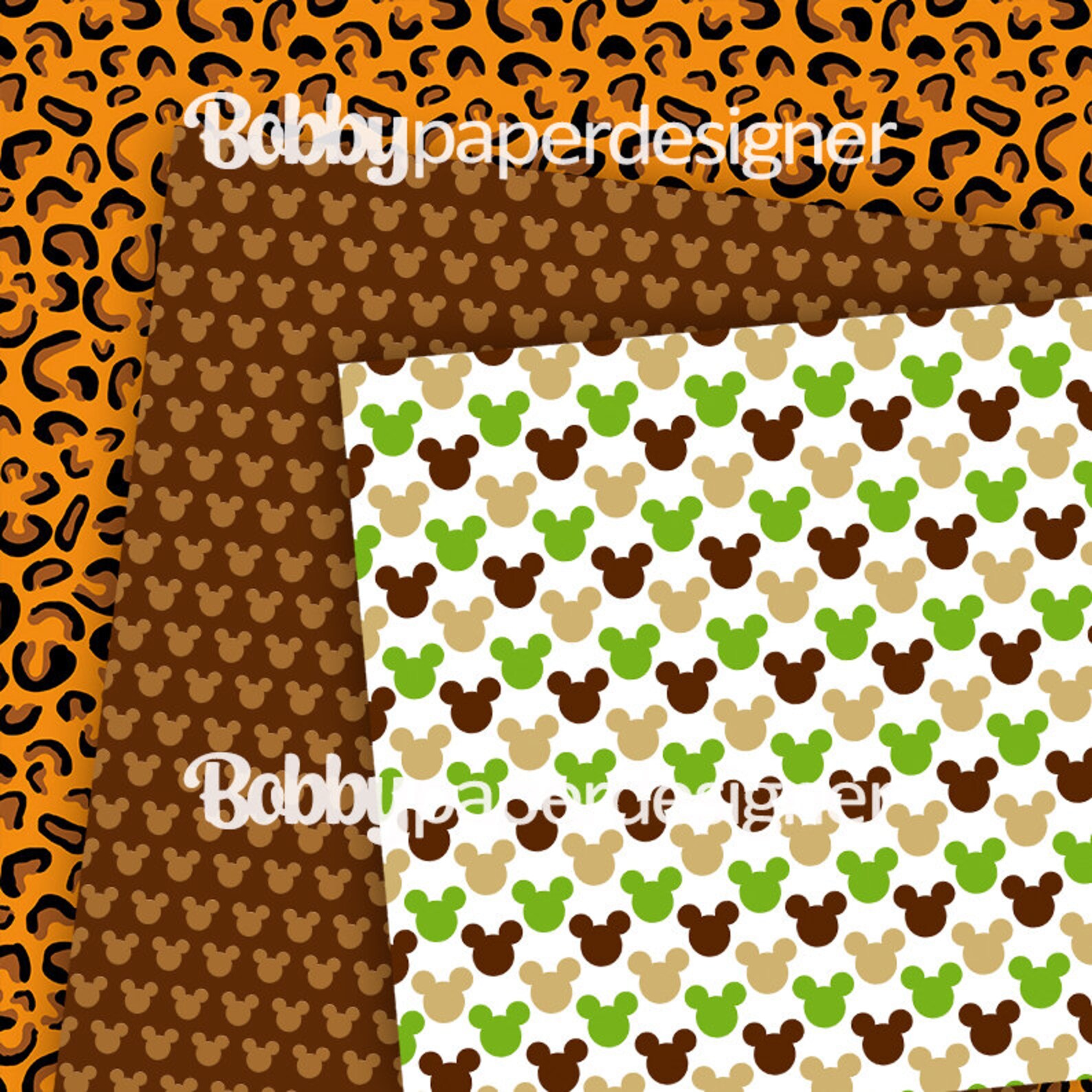 Mickey Mouse Safari Digital Paper Animal print pattern | Etsy