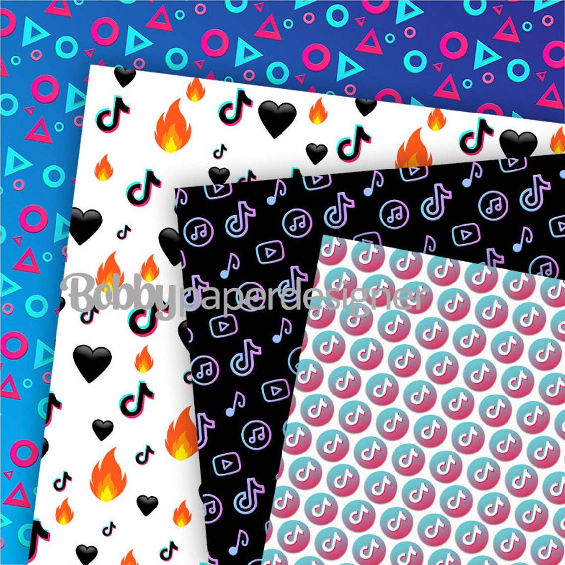 Tik Tok Digital Papers tik tok digital paper tik tok Etsy