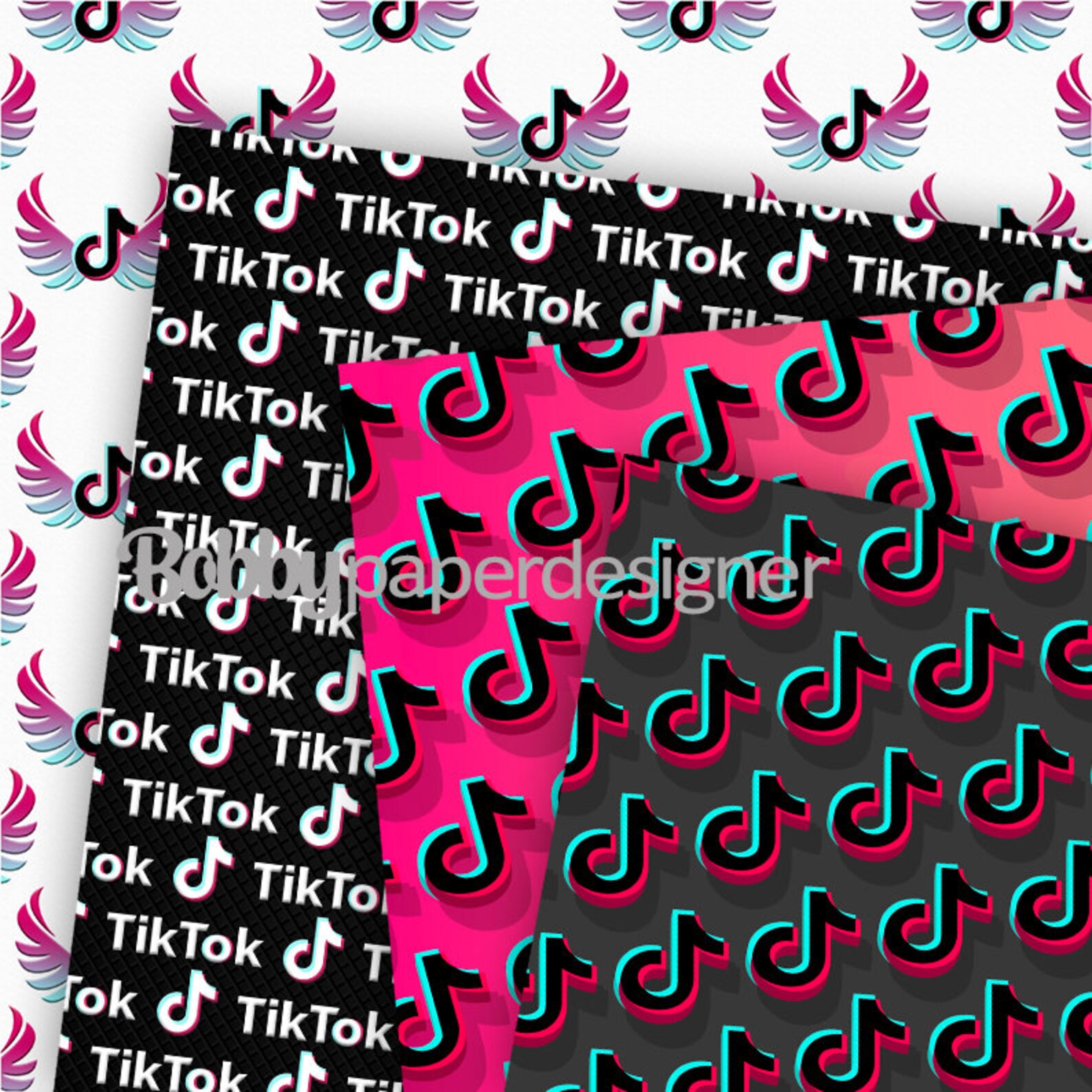 Tik Tok Digital Papers tik tok digital paper tik tok Etsy