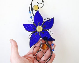 Fleur Suncatcher vitrail Art fenêtre tentures décoration décoration de la maison cadeau