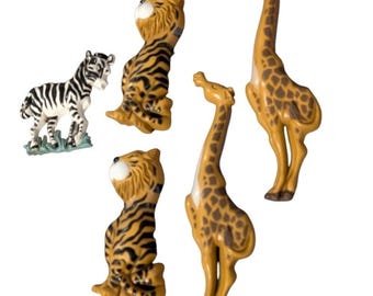 Adornos de pared vintage de Burwood Safari con animales del zoológico de EE. UU.: Tigre, jirafa, cebra.