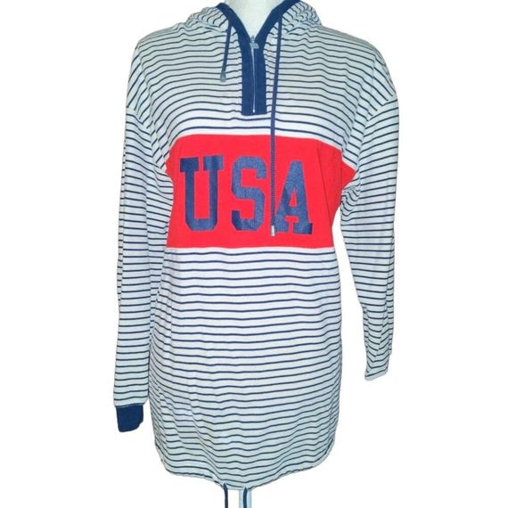 Liz & Co. Vintage USA hooded pullover sweatshirt size L