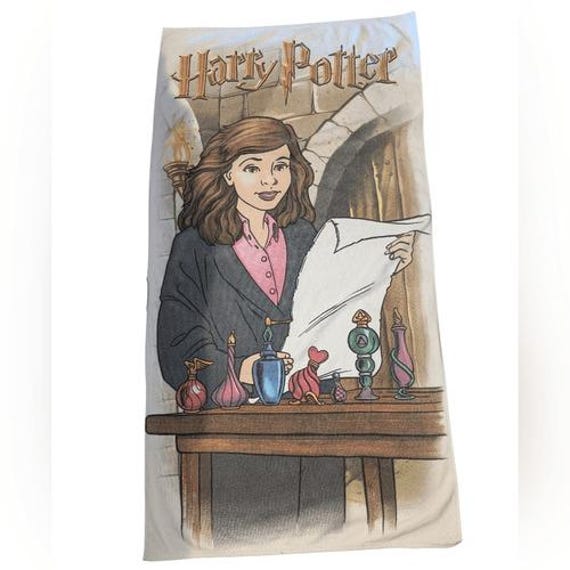 Vintage Y2k 2001  Harry Potter Hermione Potions Spells Spell Out Beach Towel