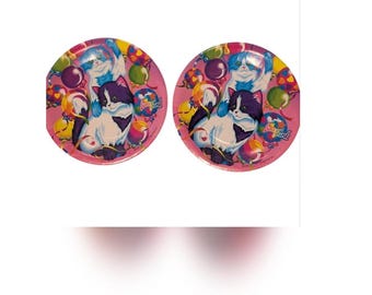 Rare Vintage Lisa Frank Kitten Love Balloon Party Paper Plate Set Of 2 NIP