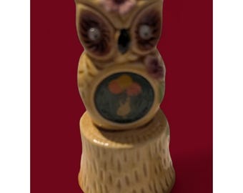 Campana de búho vintage, recuerdo de Arkansas, cerámica, hecha en Taiwán.