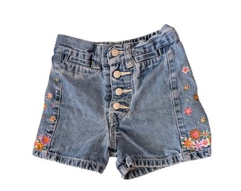 Gasoline Girls Vintage Y2K Floral Embroidered Denim Jeans Shorts Size 4 Youth