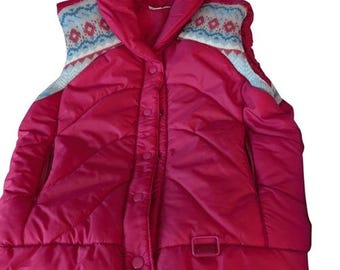Women's pink Vintage 80s puffer vest coat size medium ski