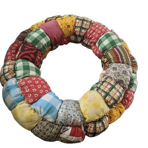 Handmade vintage quilted patchwork Wreath