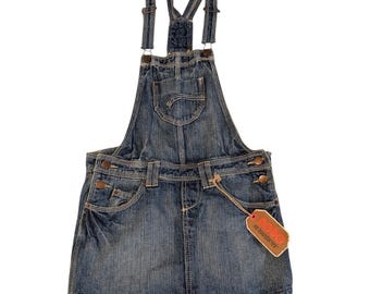 No Boundaries Y2K Retro Women's Denim Overall Dress Size 5 NWT Rare