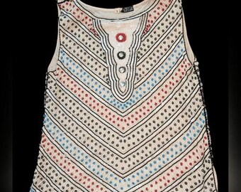 Women's vintage silk multi color beaded top