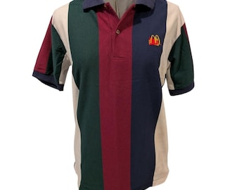 Polo de mujer a rayas con bloques de color, estilo vintage de los 90, de McDonald's, talla pequeña.