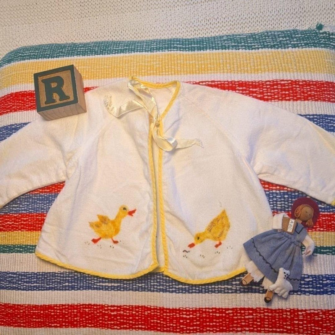 60s 70s Vintage Infant Toddler Baby Duck Fleece Robe Jacket - Etsy