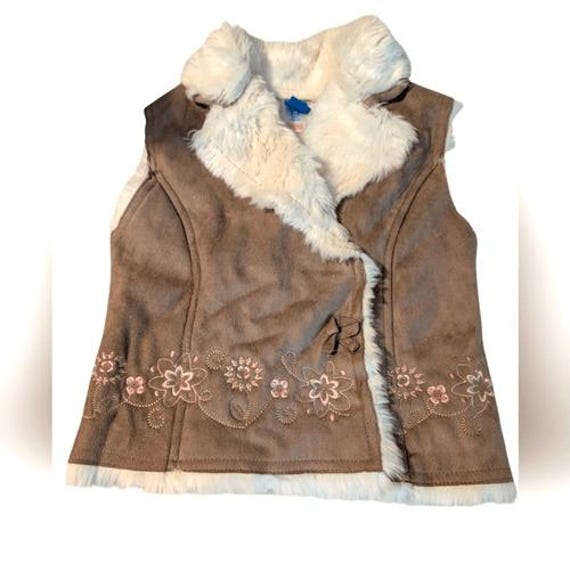 Y2k Adams Kids Faux Suede Fur Vest Jacket Size 3/4 Youth