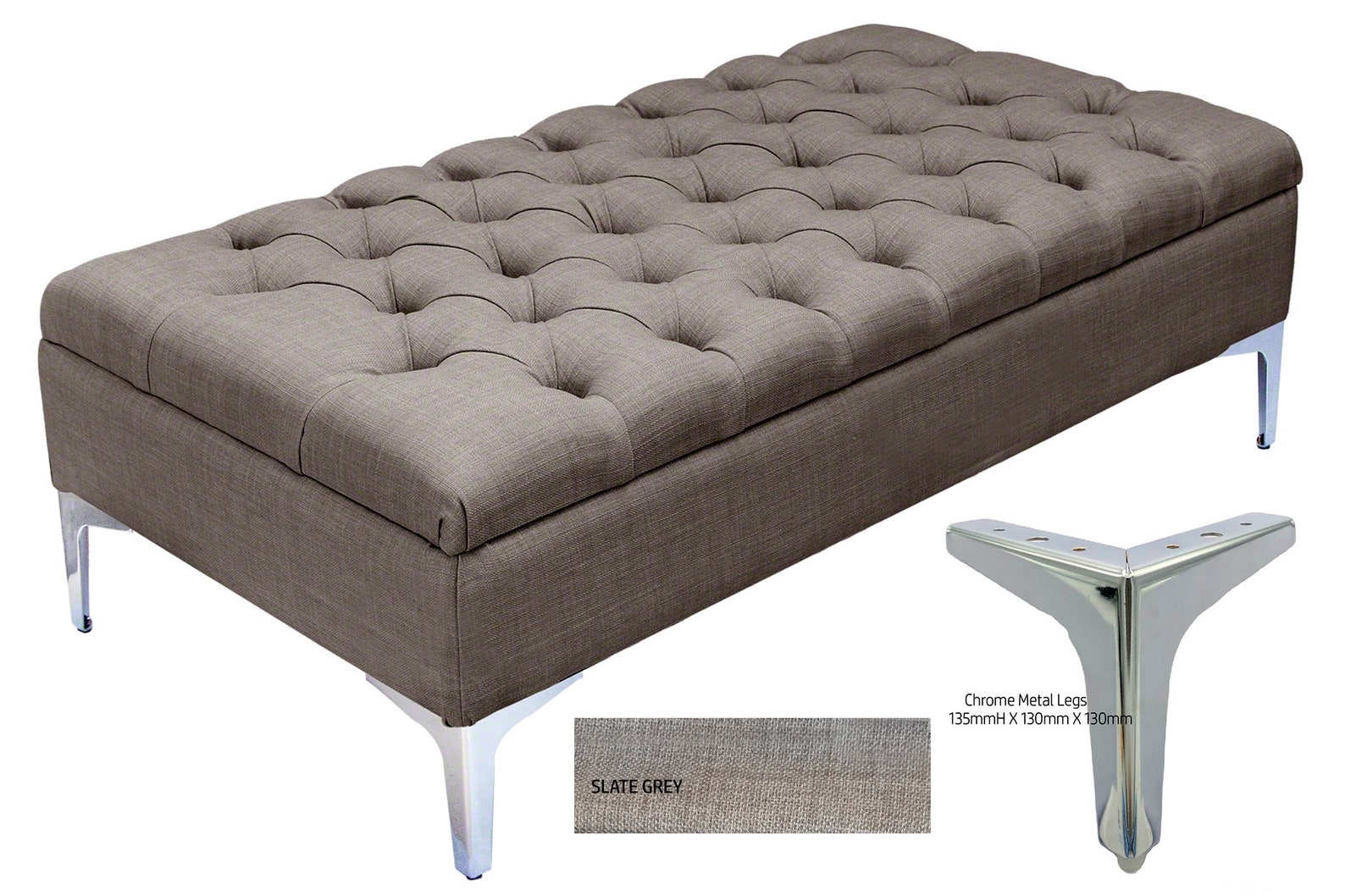 Taburete de almacenamiento otomano de lino mayfair Banco | Etsy