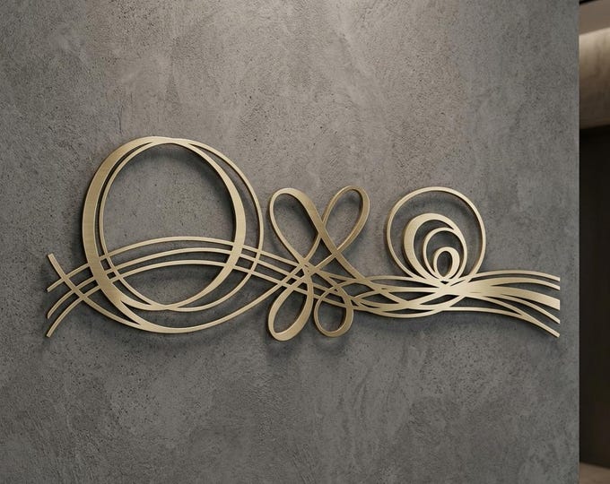 Featured listing image: Modern Abstract Metal Wall Art, Minimalist Flowing Lines Decor, Contemporary Home Sculpture