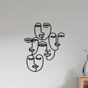 Picasso Faces Line Metal Art, Metal Wall Decor, Modern Wall Art, Abstract Wall Art, Picasso Metal Wall Art, Housewarming Gift