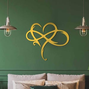 Decoración de pared de metal con forma de corazón infinito, amor infinito, colgante de pared de metal, arte de pared de metal, regalo de boda, regalo de aniversario, regalo para pareja