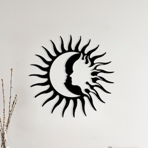 Sun and Moon Metal Wall Art, Sun Wall Hanging, Boho style Wall Art, Sun Wall Hanging, Metal Wall Sign, Sun and Moon Wall Art