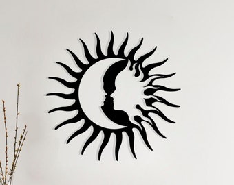 Sun and Moon Metal Wall Art: Boho Home Decor