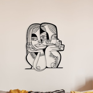 Abstract Metal Line Art, Minimalist Line Art, Women Metal Wall Art,  Surreal Wall Art, Female Face Metal Art, Wall Sculpture