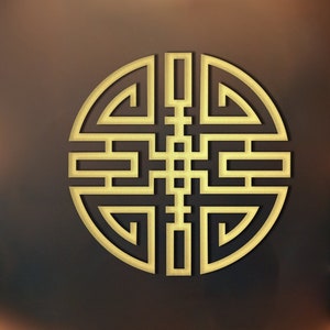 Wealth Attraction Metal Wall Art Decoration, Feng Shui Metal Wall Decor, Chinese Symbol, Feng Shui Art, Housewarming Gift