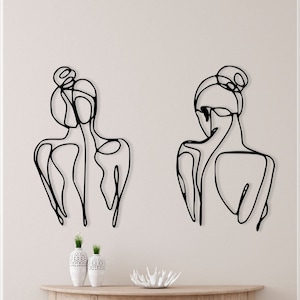 Female Metal Wall Art Set, Minimalist Female Body, Woman Metal Bathroom Wall Decor, Woman Body Wall Art, Body Wire Art