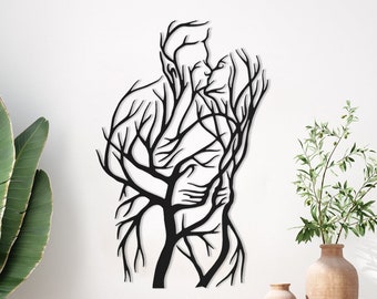 Abstract Metal Tree Art, Man & Woman Wall Decor, Tree Man and Woman Wall Art, Modern Wall Hanging, Tree Wall Decor, Metal Wall Sculpture