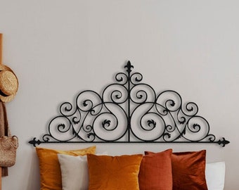 Vintage Style Metal Headboard: Above Bed Wall Decor