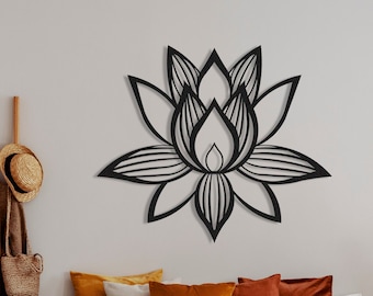 Lotus Flower Metal Wall Art: Yoga Home Decor