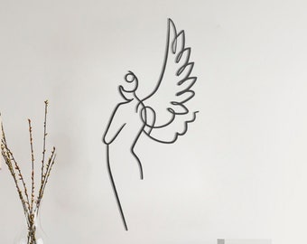 Minimalistische Metall Engel Flügel Wandkunst: Moderne Linienskulptur