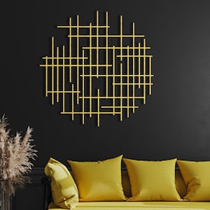 Gold Geometric Metal Wall Art: Modern Minimalist Design