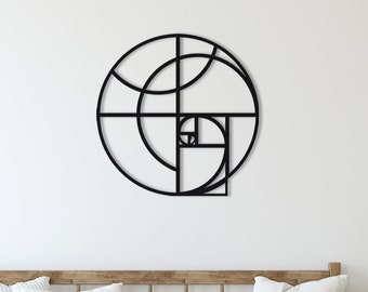 Geometric Golden Ratio Metal Wall Art: Modern Home Decor