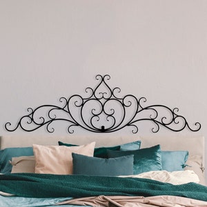 Vintage Metal Headboard: Textured Black Wall Hanging