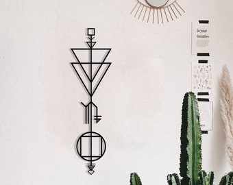 Metalen muurkunst Steenbok: decor geometrisch astrologie