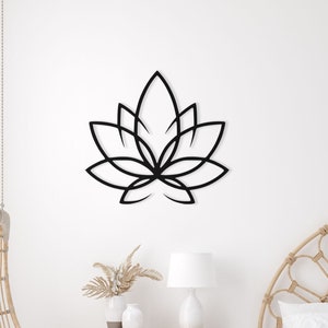 Strukturierte schwarze Lotus Blume Metall Wandkunst: Yoga Studio Decor