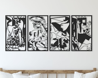 Guernica Metal Wall Art Set: Framed Picasso Artwork, Living Room Decor