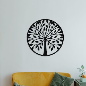 Metal Tree of Life Wall Art, Tree of Life Wall Decor, Metal Outdoor Sign, Round Tree Sign, Housewarming Gift, Anniversary