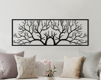 Modern Metal Tree Wall Art, Cabin Decor