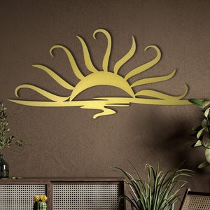 SUN DECOR, Metal Wall Art, Minimalist Line Decor, Above Bed Decor, Unique Metal Sun, Sun Wall Decor, Home Decor, Housewarming Gift