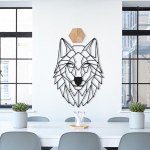 Decorazione murale geometrica in metallo a forma di lupo - Moderna decorazione murale a forma di lupo per il soggiorno