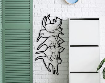 Whimsical Cat Metal Wall Art: Unique Living Room Decor