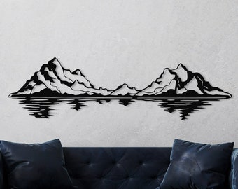 Rustic Metal Mountain Wall Art: Textured Black, Gold & Silver