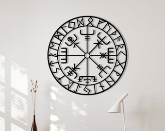 Viking Vegvisir Metall Wandbild: Nordisches Dekor Zeichen