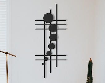 Geometric Metal Wall Art: Modern Abstract Vertical Decor