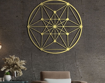 Arte mural de metal con geometría sagrada: meditación, yoga, decoración zen