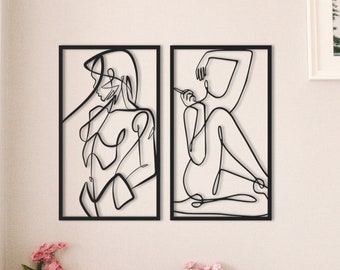 Abstract Woman Metal Line Art, Metal Wall Art, Minimalist Female Line Art, Single Line Female Body, Unique Metal Art, Bedroom Wall Art