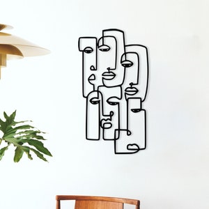 Picasso Abstract Faces Line Metal Art, Picasso Wall Art, Metal Wall Decor, Modern Wall Art, Wall Hangings, Unique Home Decor